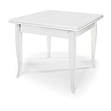 Mar.c.a. Design, Mesa Comedor Extensible, Mesa Comedor Madera, Color Blanco - Mesa Cocina Extensible 90x90x75H, Total 180x90 - Mesa Plegable Estilo...