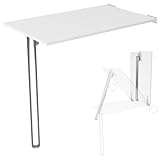 Mesa Plegable de Pared con Pata de Mesa Tablero de Escritorio 80x50 cm en Blanco Mesa de Comedor Plegable Mesa de Cocina para la Pared Mesa Plegable para...