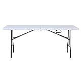 RESOL Easy Mesa Plegable 180x75 cm | Plástico Blanco y Acero | Mesa Jardín Multiusos Picnic Camping Catering Interior | Resistente - Fácil Mantenimiento...
