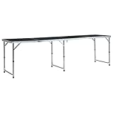 vidaXL Mesa de Camping Plegable Acampada Deporte Senderismo Accesorios Cocina Comedor Caravana Jardín Mobiliario Aluminio Gris 240x60 cm