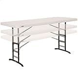 Lifetime 92123 - Mesa plegable portátil cuadrada catering Ultrarresistente | Medidas 183x76cm, Altura ajustable | Peso 15 kg, duradera y resistente |...