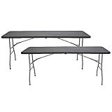 Pack 2 Mesas Plegables Portátiles Rectangulares de 180 cm | GH91 | Mesa Multiusos: Camping, Eventos en Espacios Exteriores o Interiores | Mesa Resina y...