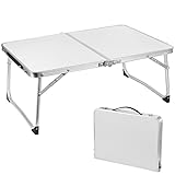 Anbte Mesa Plegable Camping, Mesa de Campamento Plegable Portátil 61x41x25.4/48/60 Ajustable Altura Aluminio Impermeable Resistente a la Oxidación para...