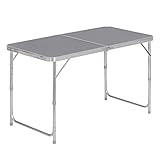 WOLTU Mesa de Camping Mesa Plegable Mesa de Jardín Mesa de Trabajo Mesa de Balcón Altura Regulable Aluminio MDF Gris CPT8122gr