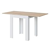 Habitdesign Mesa Auxiliar Extensible, Mesa Cocina, Acabado en Color Blanco Artik y Roble Canadian, Modelo Livre, Medidas: 67-134 cm (Ancho) x 67 cm (Fondo)...