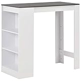 vidaXL Mesa de Bar Madera Blanca 110x50x103 cm Mesita Mesilla Elevada Alta Mueble Mobiliario Auxiliar Comedor Pub Estanterías Consola