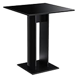 [en.casa] Mesa de Comedor Lindesnes 65 x 65 x 78 cm Mesa de Cocina o Salón Cuadrada Mesa de Bar Mesa de Bistro Negro Alto Brillo