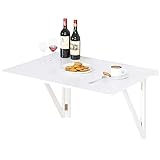 Mesa Plegable de Pared, Mesa Portátil, Escritorio, Mesa de Estudio, Mesa de Comedor, Blanco 80x60cm