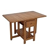 oiakus Mesa Plegable para Espacios reducidos, Mesa de Cocina Plegable, Mesa de Comedor de Madera móvil con cajón y Estante de Almacenamiento, para...