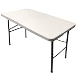 Mesa Plegable Rectangular de Resina Multifuncional, para jardín, Camping, reuniones y Catering Color Blanco. 122cmx61cm ultraresistente Multiusos, Patas...