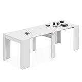 Mesa de Comedor, Consola, Mesa Extensible, Mesa para Salon, recibidor o Cocina, Acabado en Blanco Brillo, Medidas: 50-235 cm (Largo) x 90 cm (Ancho) x 78...