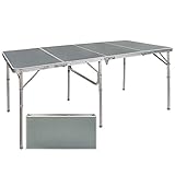 AKTIVE , 52864 Mesa Plegable Grande Camping Jardín Multiusos Resistente Aluminio 160x80x70 Unisex Adulto, Gris (Grey), L