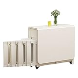 NaoSIn-Ni Juego de mesa de comedor, 5 piezas de madera plegable, mesa de cocina retráctil multifuncional con 4 sillas, 1,4 m, blanco cálido