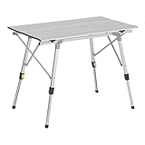 WOLTU Mesa de Camping Mesa Plegable Mesa de Jardín Mesa de Trabajo Mesa de Balcón Aluminio, con Bolsa, Altura Ajustable, 90x52.2X (45-72) cm CPT8129sb