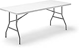 Mesa Plegable Rectangular de Resina de 3cm de Grosor, para jardín, Camping, reuniones y Catering Color Blanco. 240cmx75cm ultraresistente Multiusos, Patas...