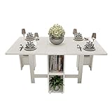 Mesa de Comedor Mesa de Picnic Silla Escritorio Plegable de Madera Retro Mesa de Comedor (Solo Mesa Plegable) (Color : Gray, Size : 1.4m) (White 1.2m)