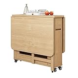 Mesa De Comedor Plegable, Mesa De Comedor Extensible, Mesa De Cocina De Madera Maciza, Mesa De Comedor Plegable Compacta Que Ahorra Espacio, Mesa Abatible...