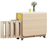 oiakus Juego de Mesa Extensible, Mesa de Comedor Plegable de Madera con 4 sillas, Mesa abatible Que Ahorra Espacio, Escritorio Compacto y versátil para...