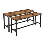 VASAGLE Bancos para Cocina, Juego de 2, Bancos Interiores Estilo Industrial, 108 x 32,5 x 50 cm, Estructura Metálica Duradera, para Cocina, Comedor, Sala...