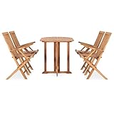 vidaXL Set de Comedor de Jardín Plegable 5 Piezas Muebles Exterior Terraza Hogar Cocina Silla Mesa Asiento Suave con Respaldo