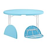 Mesa Plegable Mesa Redonda de Plástico Ligero para Interiores Y Exteriores Actividad de la Empresa Comedor Escolar Sala de Banquetes Blanco/Azul （1.22m...