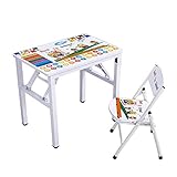 ZH Escritorio y Silla Plegables para niños, Mesa de Cartas de Aprendizaje para Infantil,  Juegos de Mesa y sillas, Estable Antideslizante, Adecuado para...