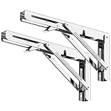 Loiion 600mm Escuadras Abatibles, 2Pcs Bisagra Mesa Abatible Escuadras para Estanterias, Bisagras Mesa Plegable Inoxidable, Soporte Estantería Plegable,...