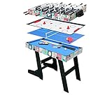 HLC® Mesa Multijuegos Plegable 4 en 1 Mesa de Billar,Ping Pong,Hockey y Futbolín (109 x 60,5 x 82 cm) Buen Regalo para Las Fiestas Juegos Entre Familia